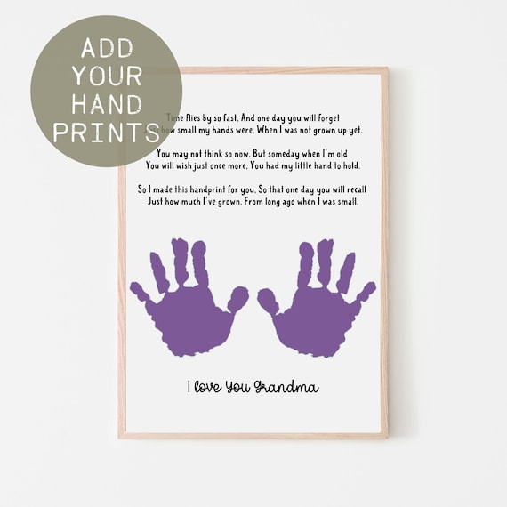 Grandma Handprint Poem Printable Gift From Kids Child Baby Etsy