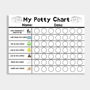 Gráfico de treinamento para usar o penico para impressão, gráfico de recompensa, gráfico de uso do penico, gráfico de comportamento, download digital, gráfico Montessori