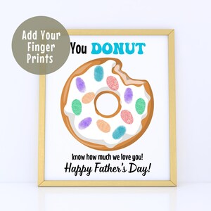Vatertags-Handabdruck-Andenken, Geschenk für Papa, Kleinkind-Handarbeit, personalisiertes Andenken, Fingerabdruck-Donut-Karte für Vater oder Opa
