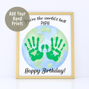 Printable Happy Birthday Papa Handprint Art, Custom Birthday Gift, Handprint Keepsake from Child to Grandpa, World's Best Papa