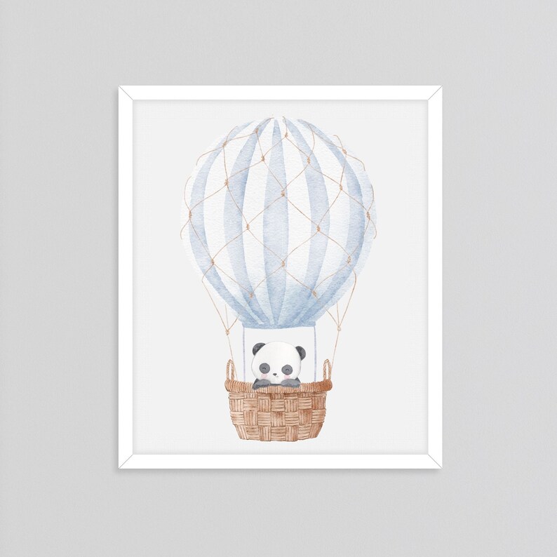 Hot Air Balloon Printable Wall Art Blue Hot Air Balloon - Etsy