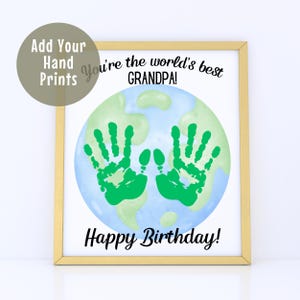 Druckbare alles Gute zum Geburtstag Opa Handabdruck Kunst, individuelles Geburtstagsgeschenk, Handabdruck Andenken vom Kind zum Opa, dem weltbesten Opa