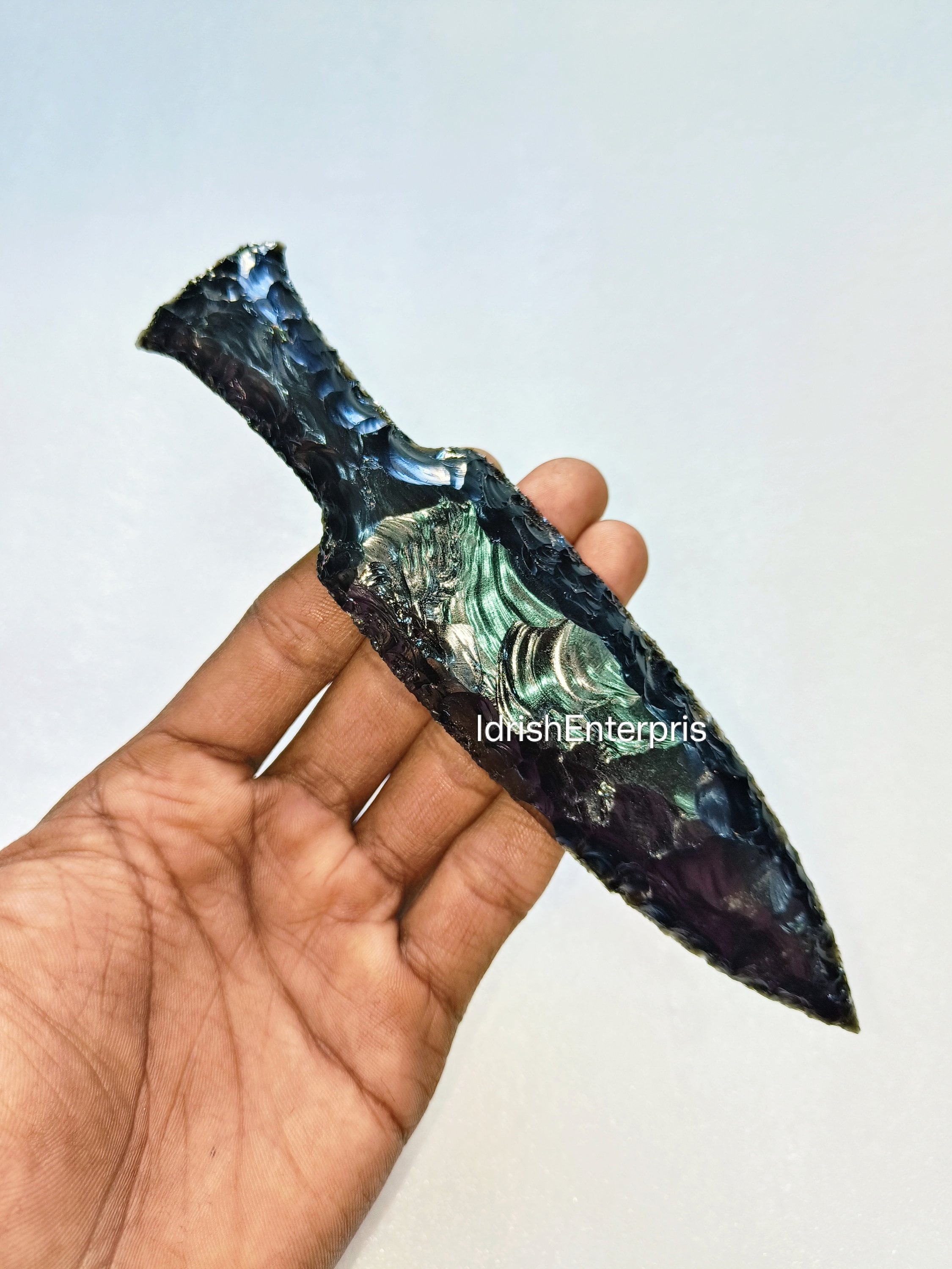 オブシディアンナイフ　黒曜石製　 石器 ハンドメイド 楽天市場】シルバーオブシディアン ナイフ オブジェメキシコ産