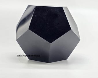 Handmade Natural Obsidian Dodecahedron –40MM To 50MM Sacred Geometry Crystal for Healing, Meditation,And Collectors – Obsidian Stone.