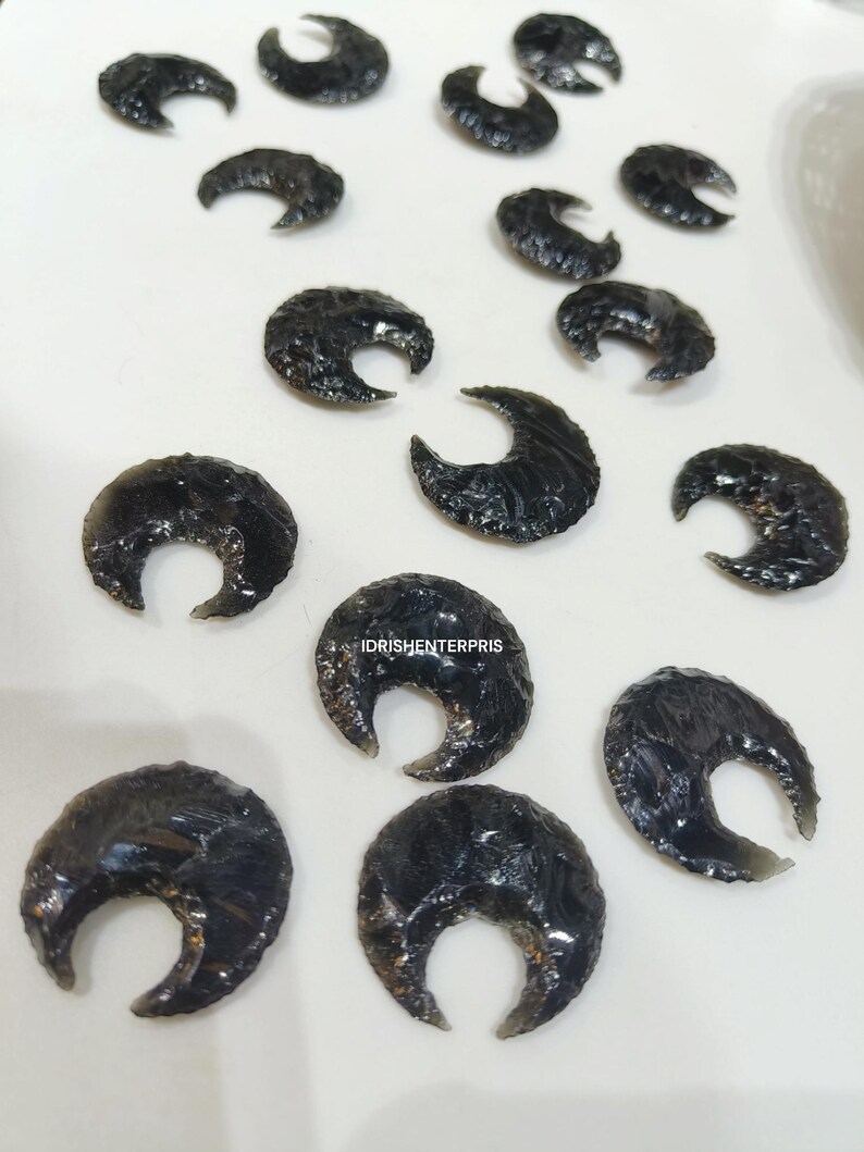 Black Obsidian Moon,hand Carved Crystal, Gamestone Moon, Pocket Crystal