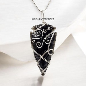 Natural Handmade Obsidian Silver Wire Wrapped Pendant,Jewelery Gift For Man,Women,Anniversary Birthday Gifts,Obsidian Pendant.