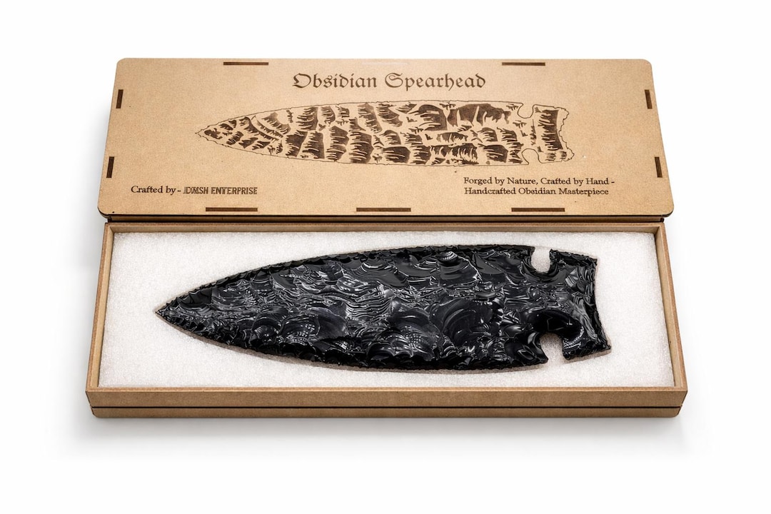 大型黒曜石の槍先：10インチの火山ガラス工芸品のレプリカ - Etsy 日本