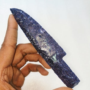 Rare Beautiful Large Blue Gold Stone Knife Hand Knapped Crystal Knives Stone Blades Gifted Crystal Lava Blade Crystal Daggers 5.5-6&quot; Inches