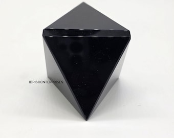 Octaèdre en obsidienne naturelle | Pierre de cristal curative 55 mm | Protection spirituelle, mise à la terre, réseau énergétique
