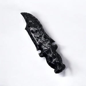 Handcrafted Obsidian Knife - 6&quot; Unique Volcanic Glass Blade, Artisan Flintknapped Artifact, Gift For Hunter & Collector&#39;s,Birthday Gift.