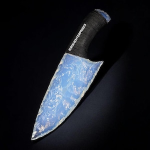 Handcrafted Opalite Knife with Intricately Wrapped Thread Handle Artisan Knife,Unique Collectible Hunting Dagger,Handmade Gift for Him.