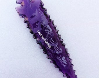 New Rare Purple Obsidian Crystal  Glass Arrow Heads Handmade Arrow Gifted Crystal obsidian Arrow Heads Stone Arrow 5.5-6&quot; Inches