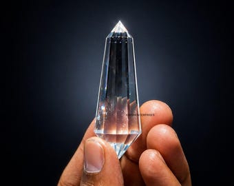 Varita Vogel de cuarzo himalayo auténtico y natural de 50 mm / Varita de cristal de cuarzo transparente con 12 facetas / Cristal para sanación Reiki / Regalo espiritual.