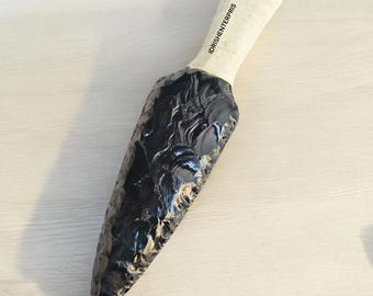Handcrafted Flintknapped Obsidian Knife, Collector's Blade