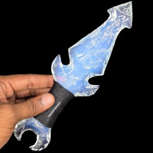 Handcrafted Opalite Knife with Intricately Wrapped Thread Handle Artisan Knife,Unique Collectible Hunting Dagger,Handmade Gift for Him.