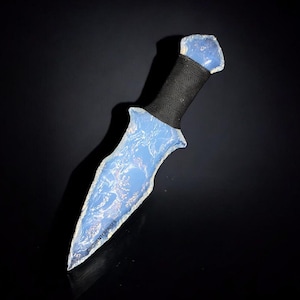 Handmade Double Edge Opalite Knife with Intricately Wrapped Thread Handle,Artisan Knife,Unique Collectible Hunting Dagger,Gift for Him.