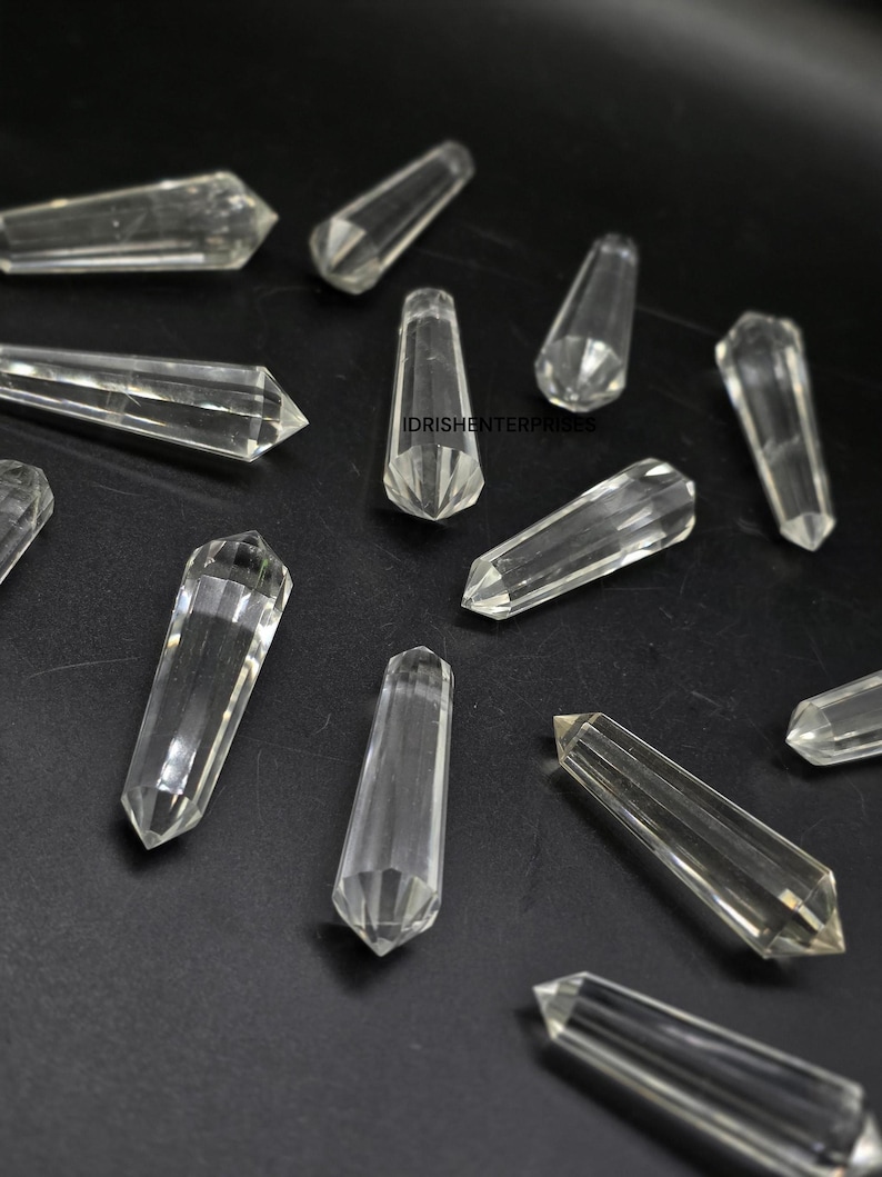 Quartz Wand, Natural Himalayan Vogel Crystal, 50mm 12-Faceted Clear image 5
