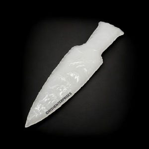 Handcrafted White Jade Glass Hunting Knife – 6” Blade | Unique Large Collectible Knife | Artisan Gift for Hunters & Collectors