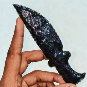 Black Obsidian Athame Obsidian Knife Man Handmade Knife Gemstone Gift For Her Hand Knapped Obsidian Blades Quality Crystal Knife 5.5-6&quot; inch
