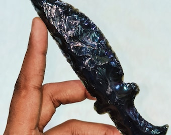 Black Obsidian Athame Obsidian Knife Man Handmade Knife Gemstone Gift For Her Hand Knapped Obsidian Blades Quality Crystal Knife 5.5-6&quot; inch