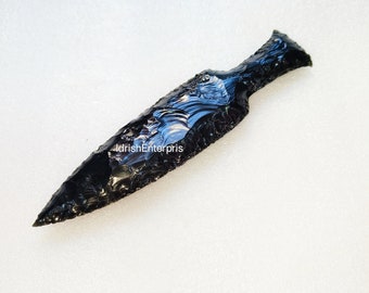 天然手彫り黒曜石ナイフ、クリスタルクォーツダガー、ヒール 天然手彫り黒曜石ナイフ、クリスタルクォーツダガー、ヒール