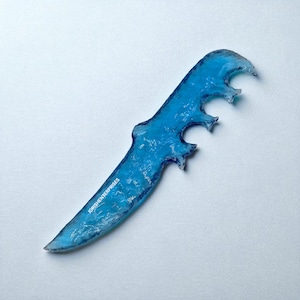 Rare Aqua Obsidian Glass Finger Handle Knife - 9-10 Inch - Handcrafted Ritual Blade - Unique Collectible Artifact - Mystic Ceremonial Tool.