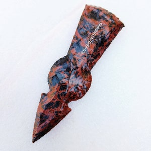 Testa di Tomahawk ornamentale in ossidiana di mogano Punte di freccia in ossidiana Punte di freccia in cristallo di ossidiana nera lavorate a mano 5,5-6" pollici