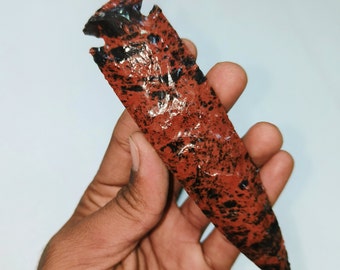 Handcrafted Mahogany Obsidian Arrowhead, Natural Stone Artifact (6 Inch)