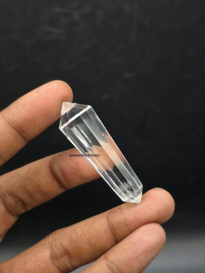 Quartz Wand, Natural Himalayan Vogel Crystal, 50mm 12-Faceted Clear image 2