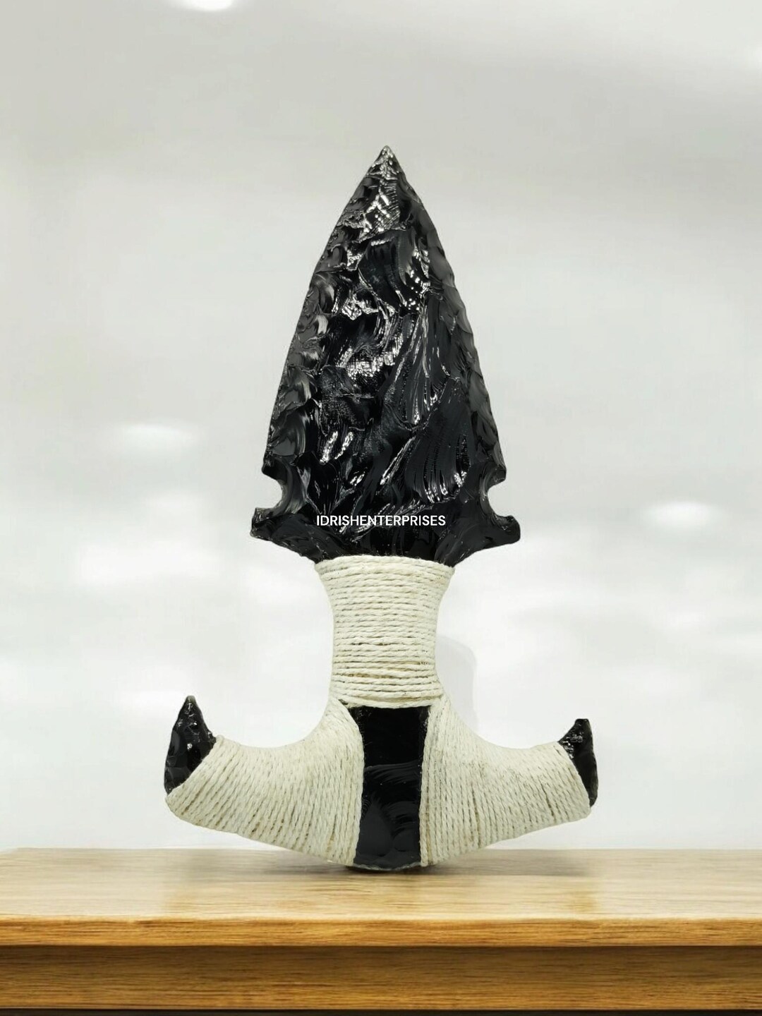 Obsidian Push Dagger With White Thread, Crystal Athame (8