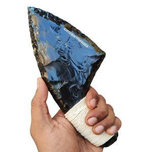Obsidian Drop Point Hunting Skinning Knives With White Thread,Obsidian Athame,Viking,Obsidian Dagger,Obsidian Dagger,Christmas Gift 8&quot;inches