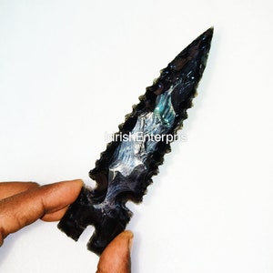 Unique Obsidian Arrowhead Obsidian Arrowheads Handmade Arrow Crystal Arrow heads Hand Knapped Black Obsidian Crystal Arrowheads 5.5-6&quot;Inches