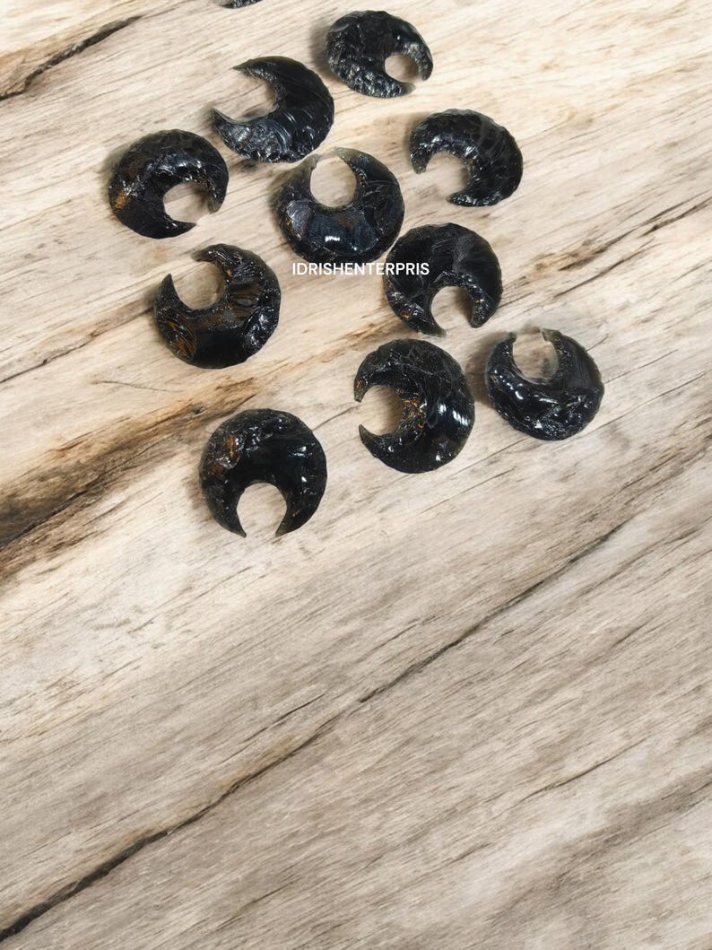 Black Obsidian Moon,hand Carved Crystal, Gamestone Moon, Pocket Crystal