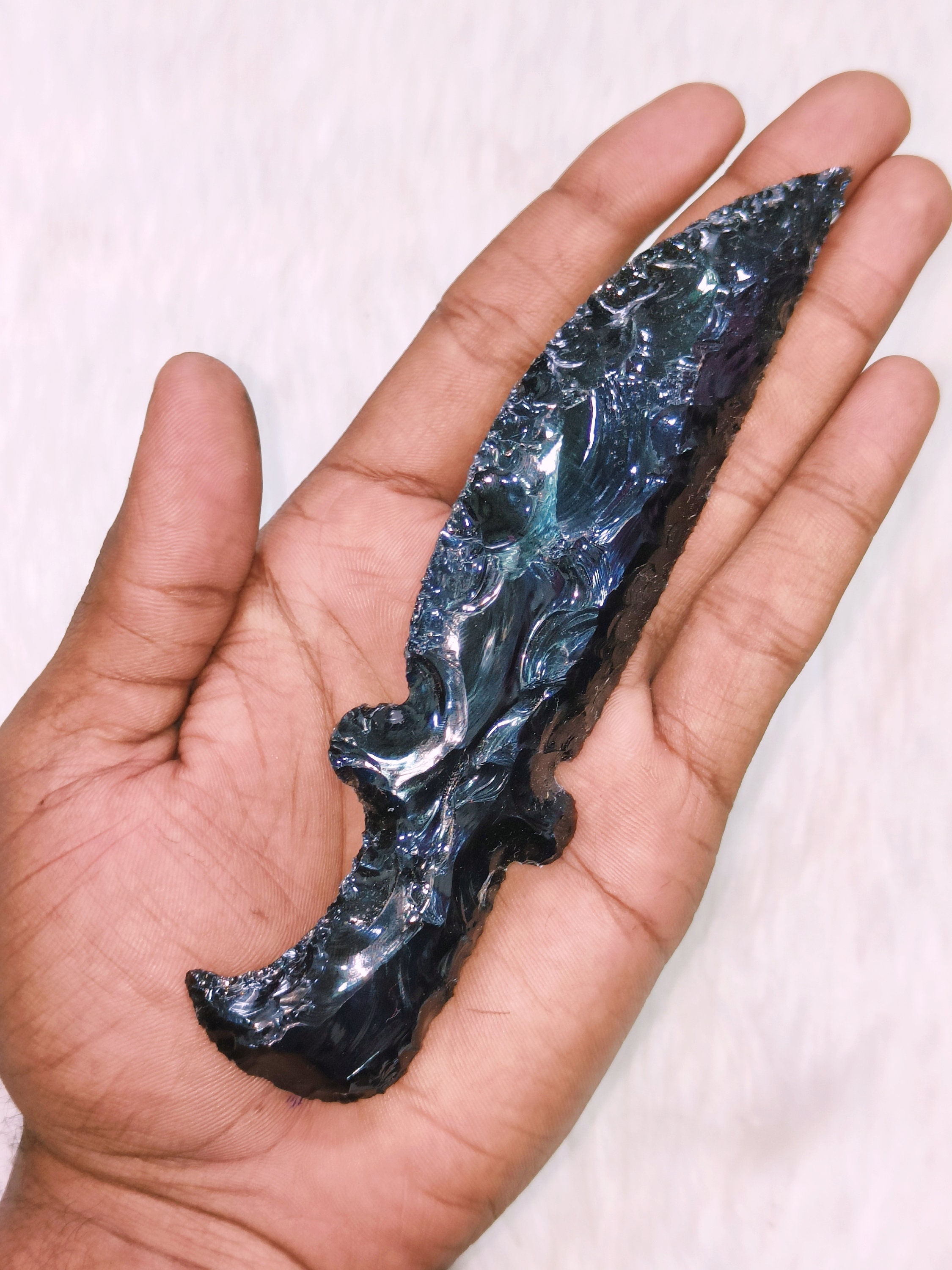 Black Obsidian Athame Obsidian Knife Man Handmade Knife Gemstone Gift