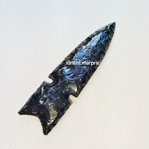 Black Obsidian Arrowhead Obsidian Arrowheads Handmade Arrow Crystal Arrow heads Hand Knapped Black Obsidian Crystal Arrowheads 5.5-6&quot;Inches