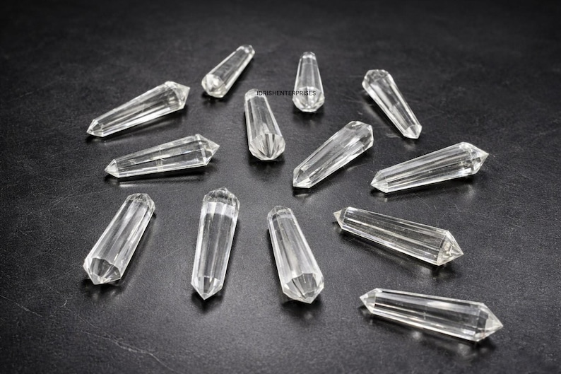 Quartz Wand, Natural Himalayan Vogel Crystal, 50mm 12-Faceted Clear image 4