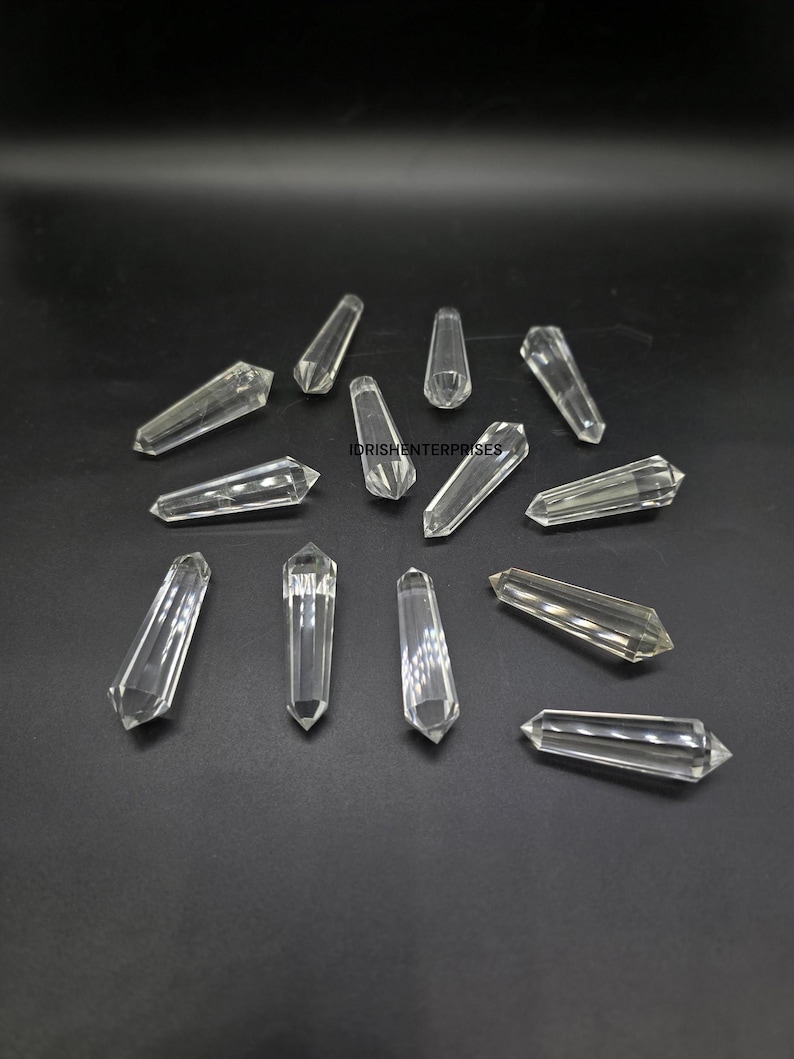 Quartz Wand, Natural Himalayan Vogel Crystal, 50mm 12-Faceted Clear image 6