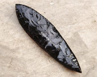 Handcrafted 10" Black Obsidian Spearhead, Crystal Arrowhead