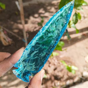 Amazing Rare Blue Aqua Obsidian Crystal Gamestone Glass Arrow Head Handmade Arrow Gifted Crystal obsidian Arrow Heads 5.5-6&quot; Inches