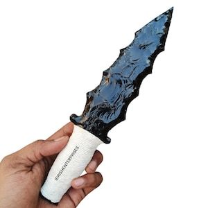 Customize Obsidian Sword With White Thread,Obsidian Dagger,Handcrafted Knives,Hand Knapped,Birthday Gift Athame,Anniversary Gifts10&quot;inches.