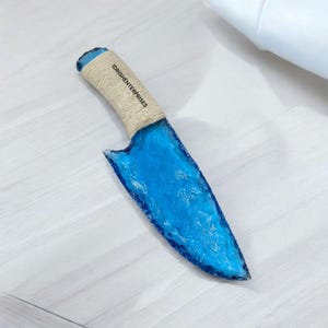 Handcrafted Aqua Obsidian Glass Knife with Thread Wrapped Handle,Unique Artisan Blade,Gift For Hunter,Man Handmade,Rare Collection,Gifts.