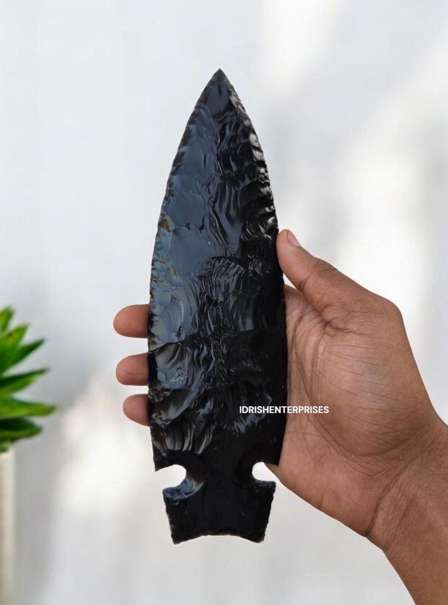 大型黒曜石の槍先：10インチの火山ガラス工芸品のレプリカ - Etsy 日本