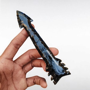 Rare Carved Obsidian Arrowhead,Obsidian Arrowhead,HandCrafted Crystal,Black Obsidian Point, Obsidian Spear Head,Stone Arrowhead 5.5-6&quot;Inches