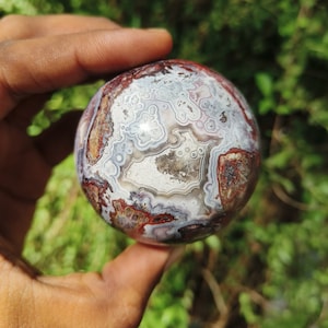 Sfera di agata messicana di pizzo pazzo di alta qualità, rara pietra di qualità di Gamestone, cristallo spirituale di guarigione