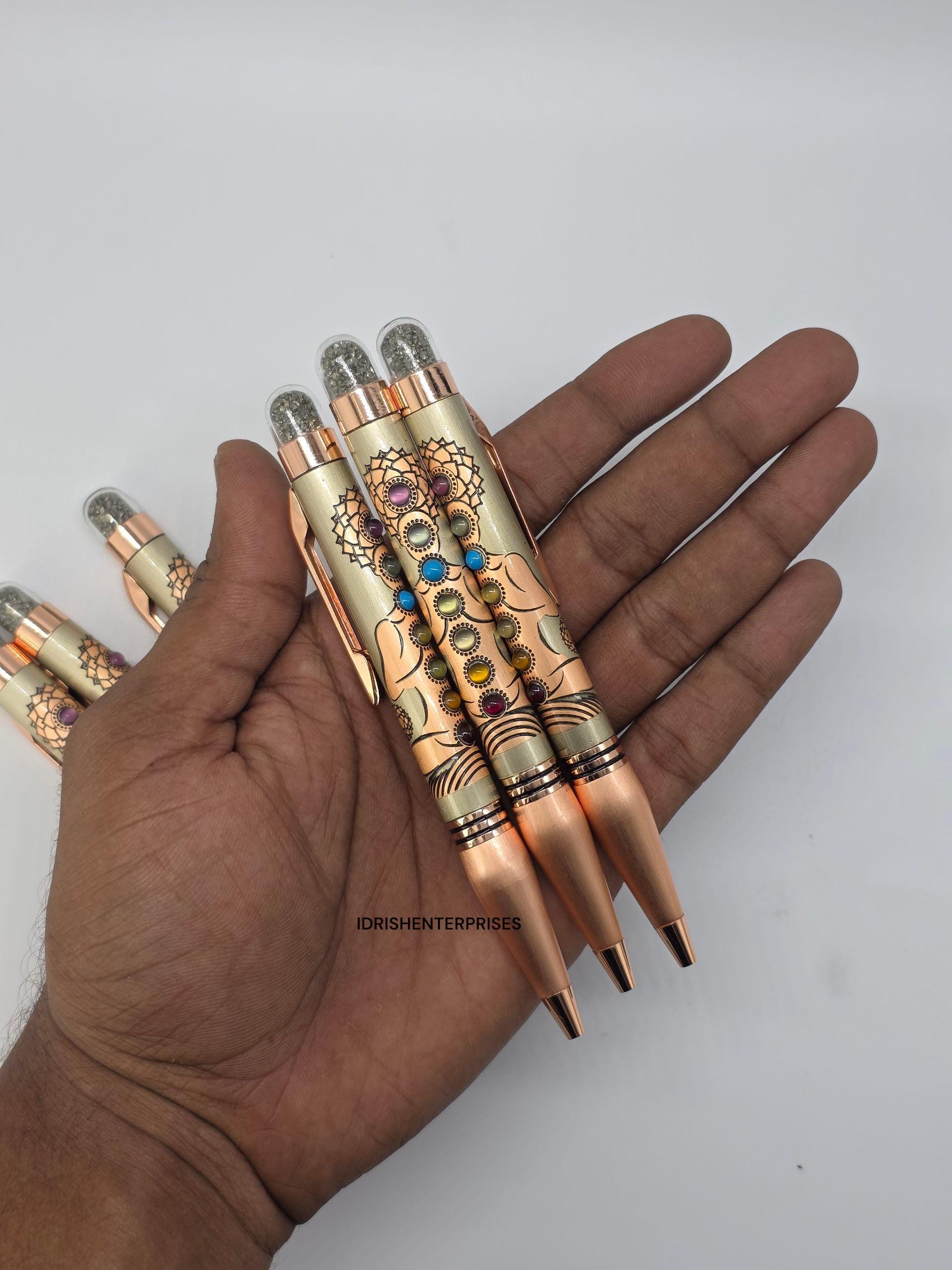 Pyritre Pen 7 Chakra Healing Ballpoint Pen With Pyrite | Handmade Crystal Pen ...
