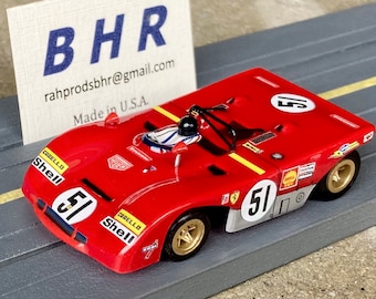 1971 Ferrari 312 PB, BHR Custom Body Slot Car, Artist Signed; HO 1