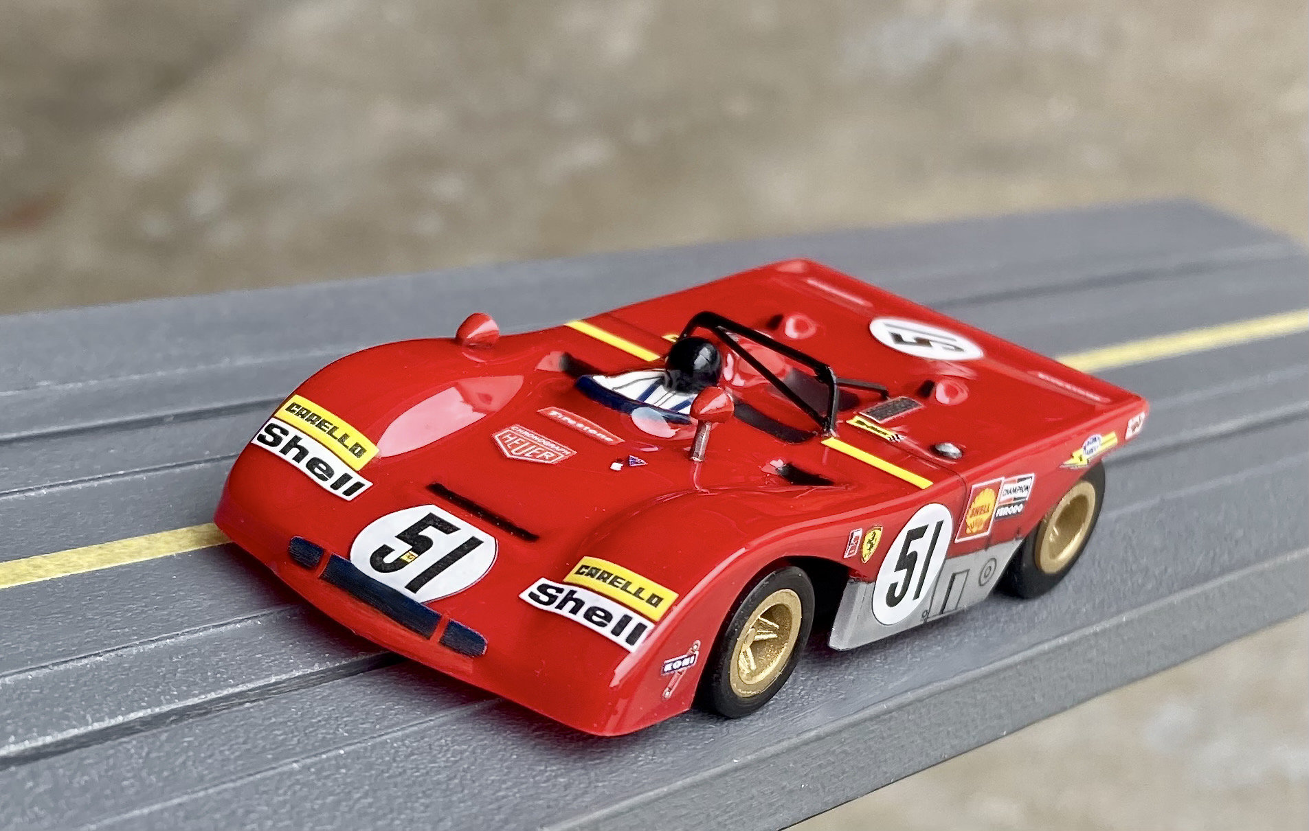 1971 Ferrari 312 PB, BHR Custom Body Slot Car, Artist Signed; HO 1