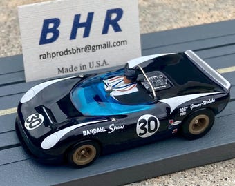 1966-67 Lola T70 Can Am, BHR Custom Slot Car, Artist Signed; HO 1/64