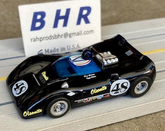 Gurney AAR Lola T160, BHR Custom Body Slot Car, Artist Signed; HO 1/64