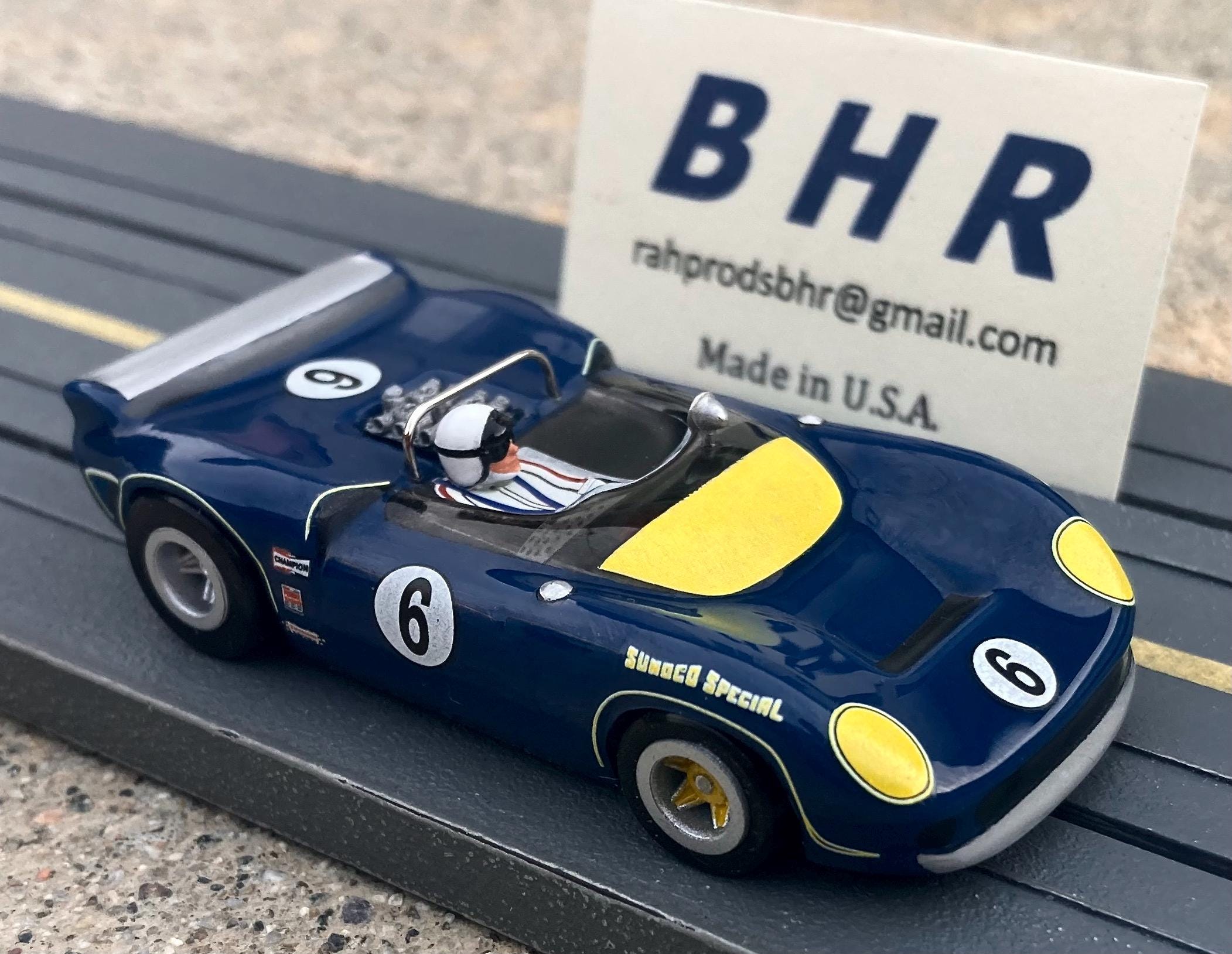 Mark Donohue '67 Lola T70, BHR Custom Body Slot Car, Artist Signed